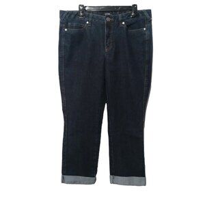 George Dark Blue Denim Straight Leg Casual Jeans With Cuffs US 12